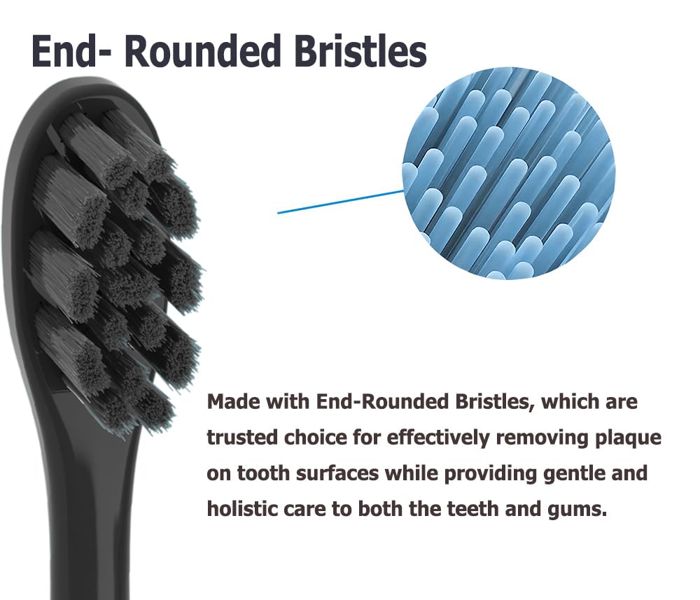Tapered bristles on Moon replacement heads reach deep between teeth