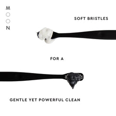 MOON Soft Bristle Toothbrush head close-up showing 720 tapered bristles