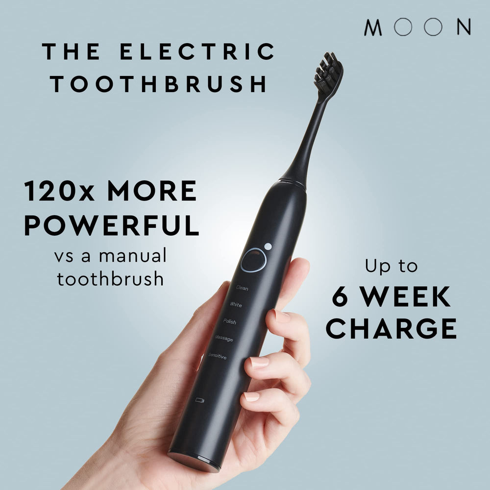 MOON Sonic Electric Toothbrush Black - side view with ergonomic handle