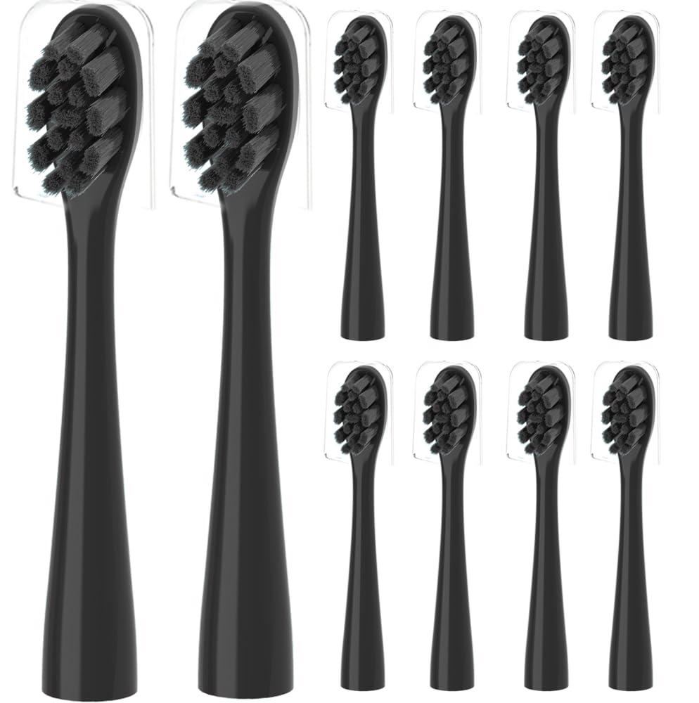 10-pack replacement heads for Moon Sonic Electric Toothbrush with black dust cover