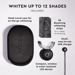 Close-up of the wireless blue LED whitening device