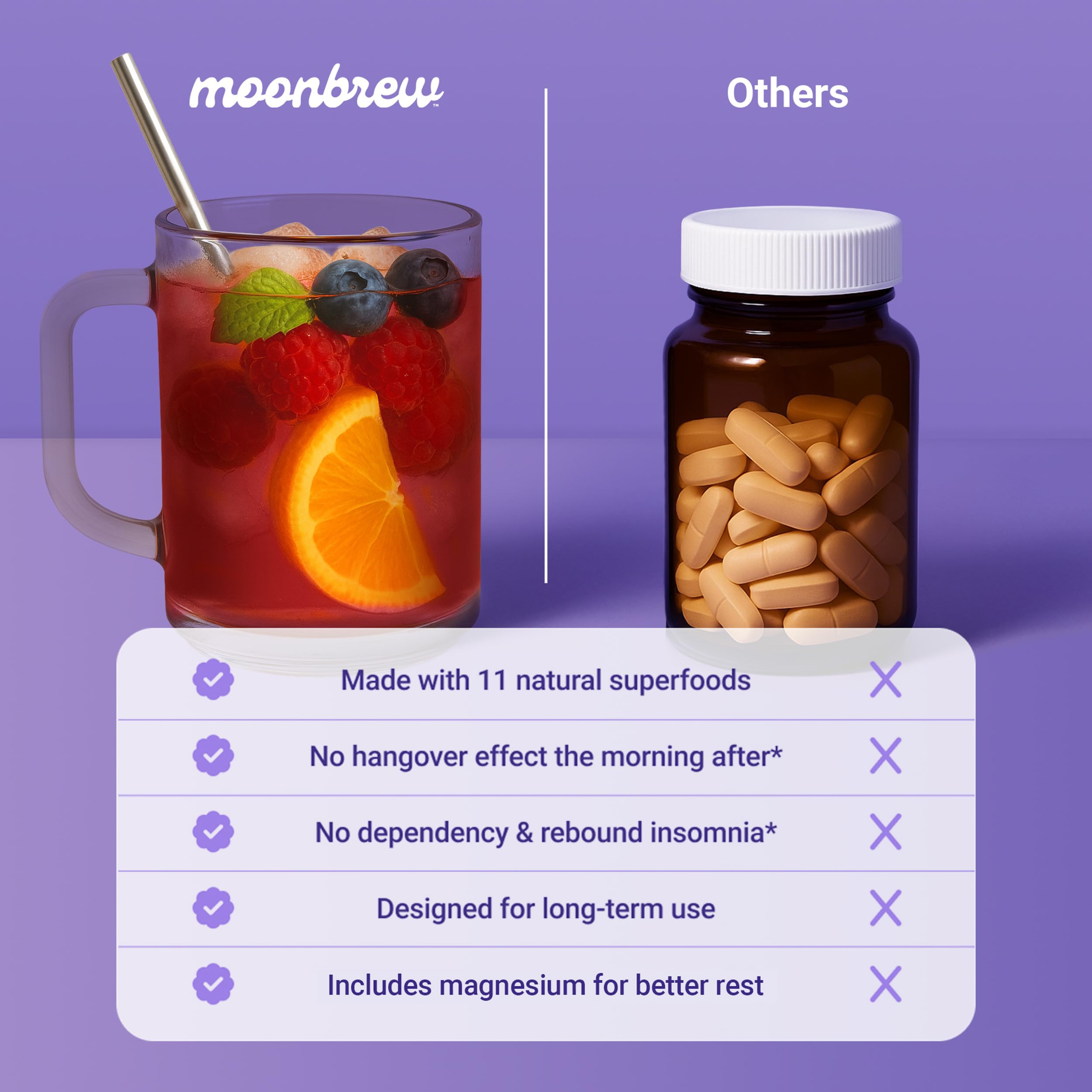 MoonBrew Sleepy Berry being mixed with water in a glass