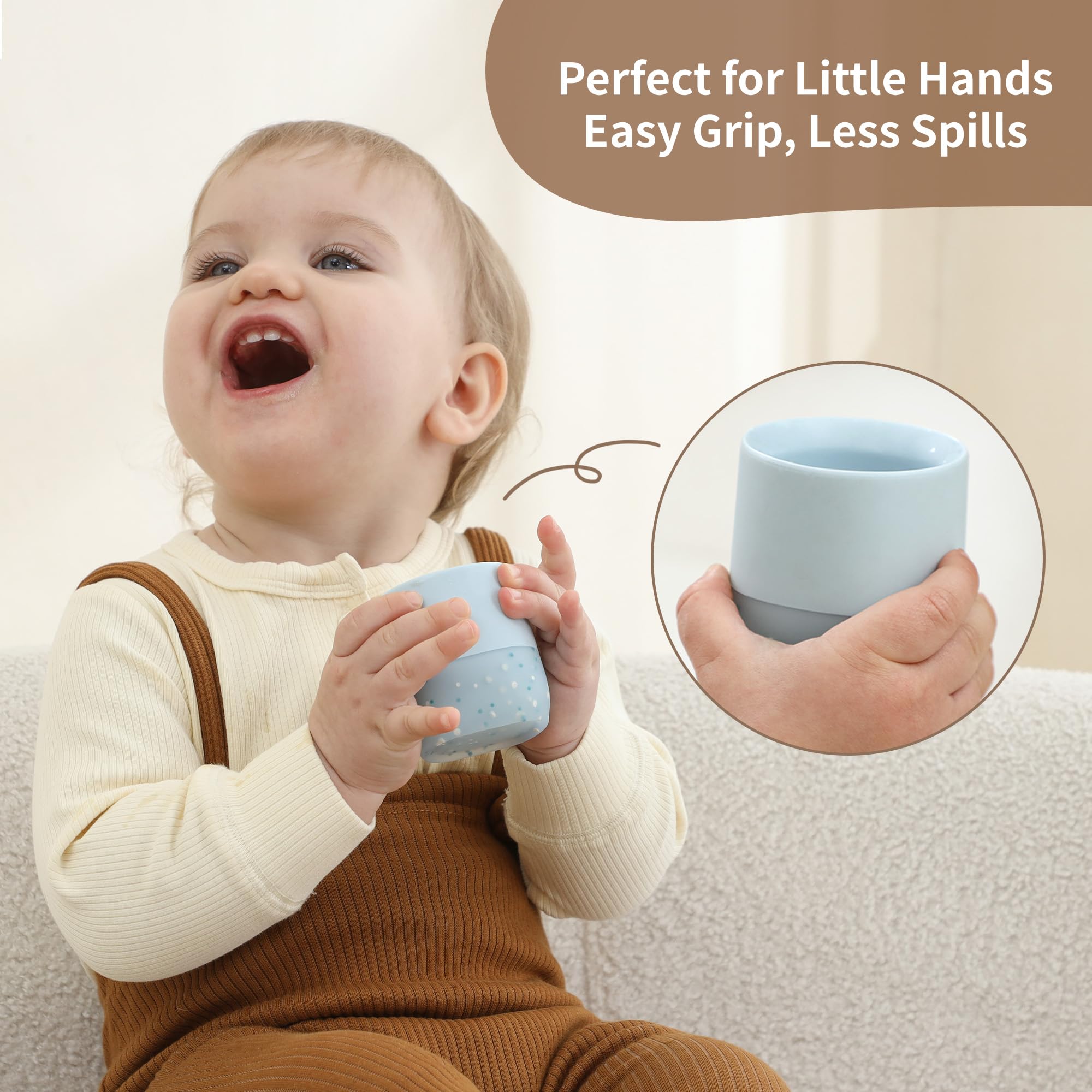 Moonkie 2-pack mint colored training cups for early self-feeding