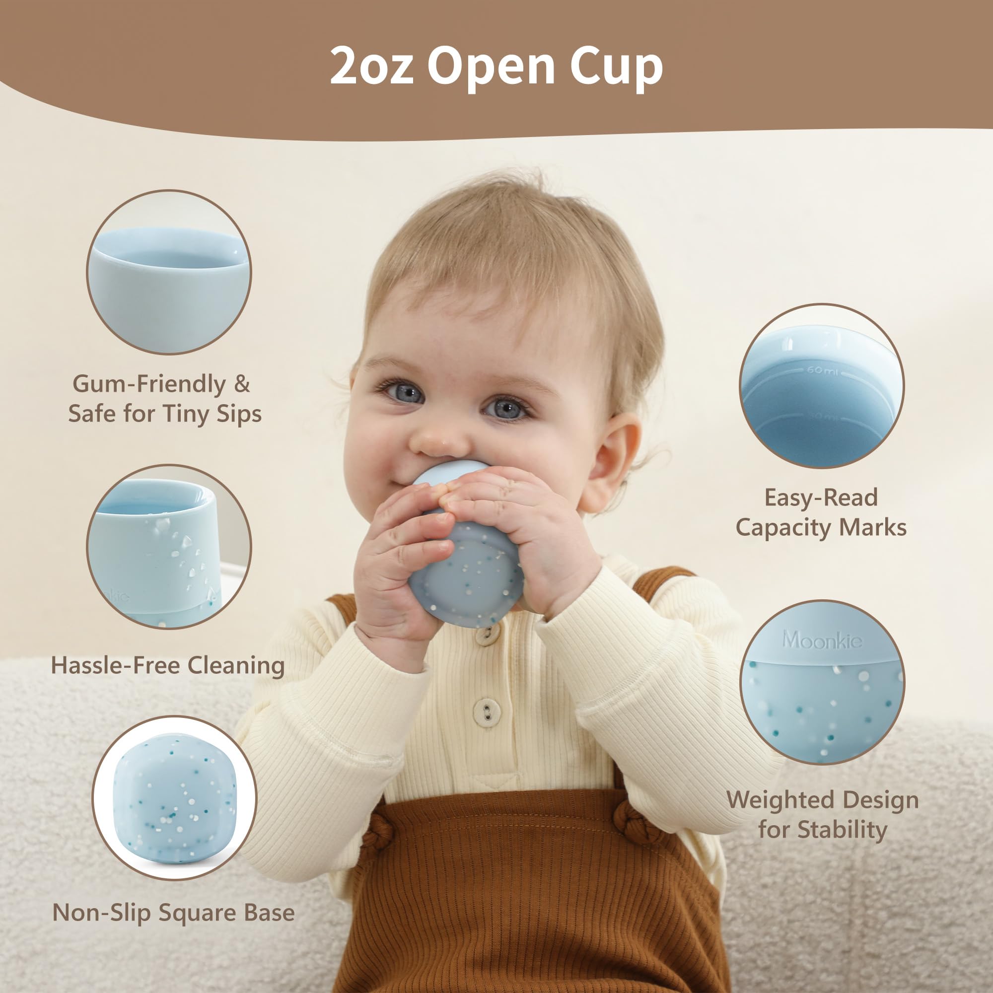 Moonkie Training & Sippy Cup Set in mint for babies 4+ months
