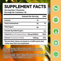 MOORGUMY Calcium Citrate Gummies bottle back nutrition panel