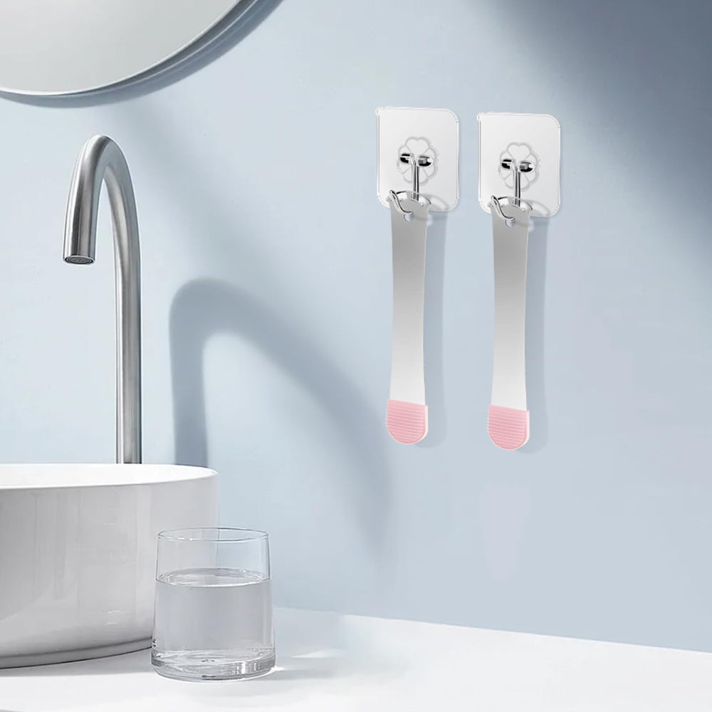 Moosec tongue scraper in use to reduce bad breath