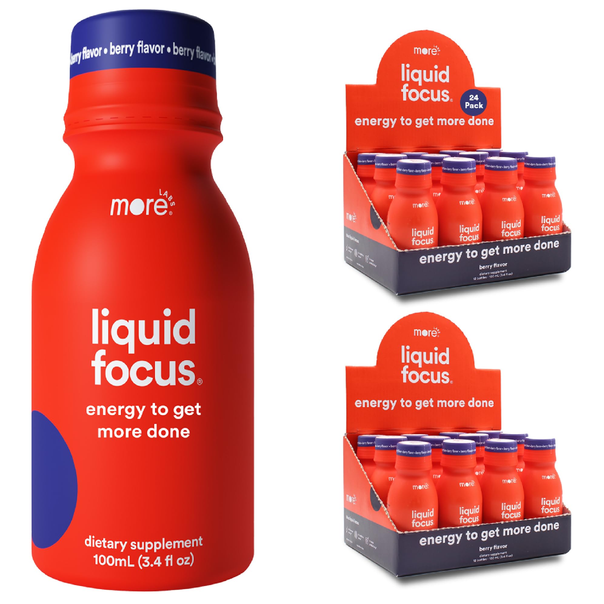 More Labs Liquid Focus bottle on a desk for focused work sessions.