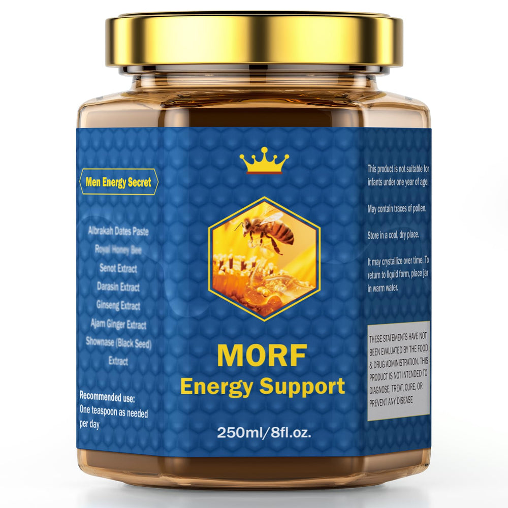 MORF Energy Support Honey jar closeup highlights pure, natural flavor