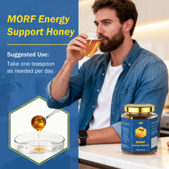 MORF Energy Support Honey scoop on wood shows simple, versatile sweetness