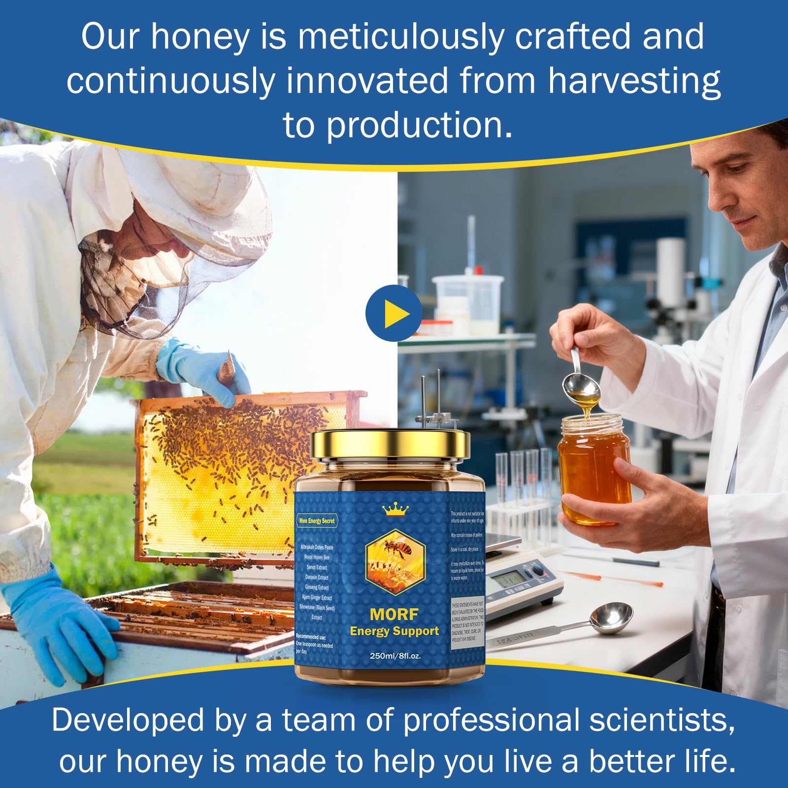 MORF Energy Support Honey in tea for natural, gentle energy