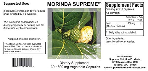 Close-up of Morinda Supreme 130 Noni Capsules