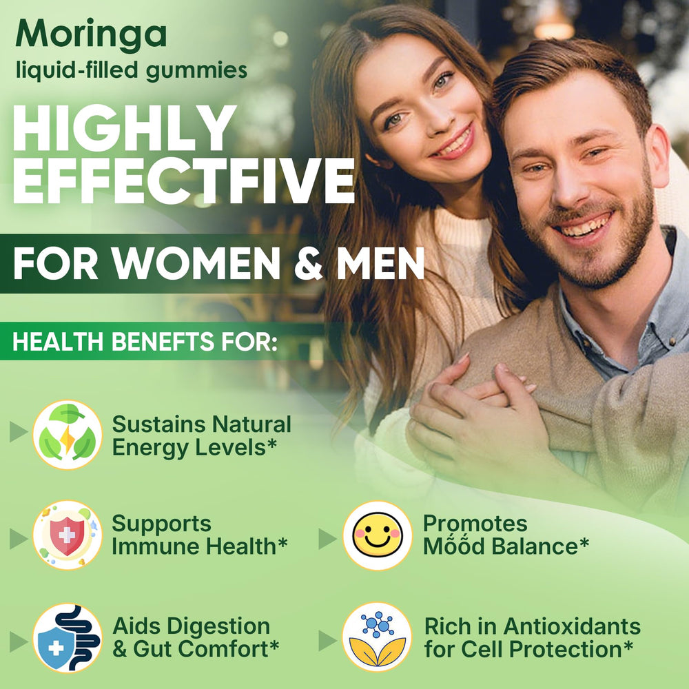 Graphic of 13-in-1 superfood ingredients including moringa, turmeric and ashwagha