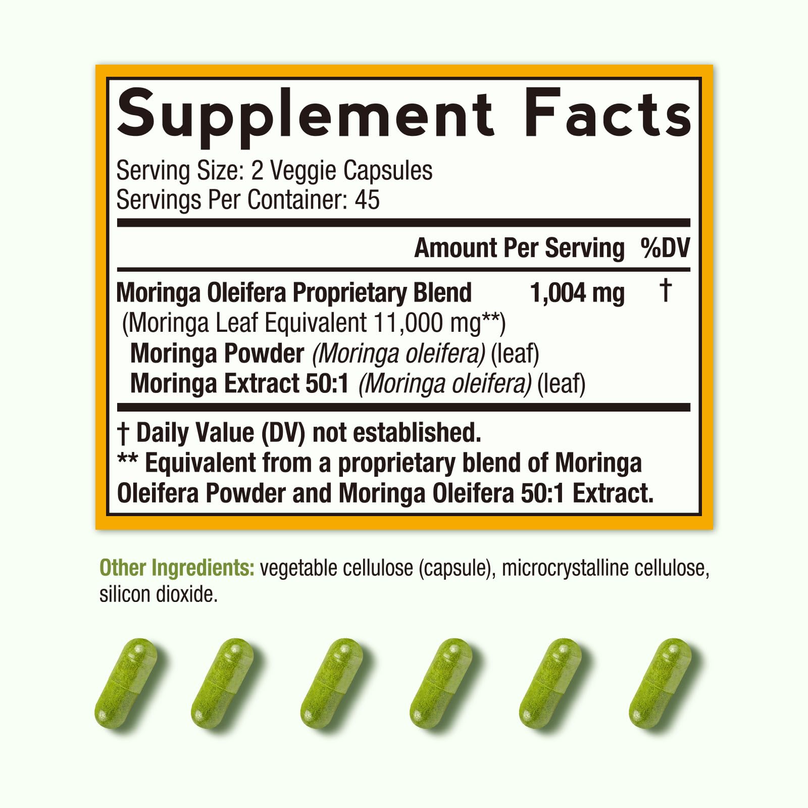 Moringa 50:1 extract label close-up