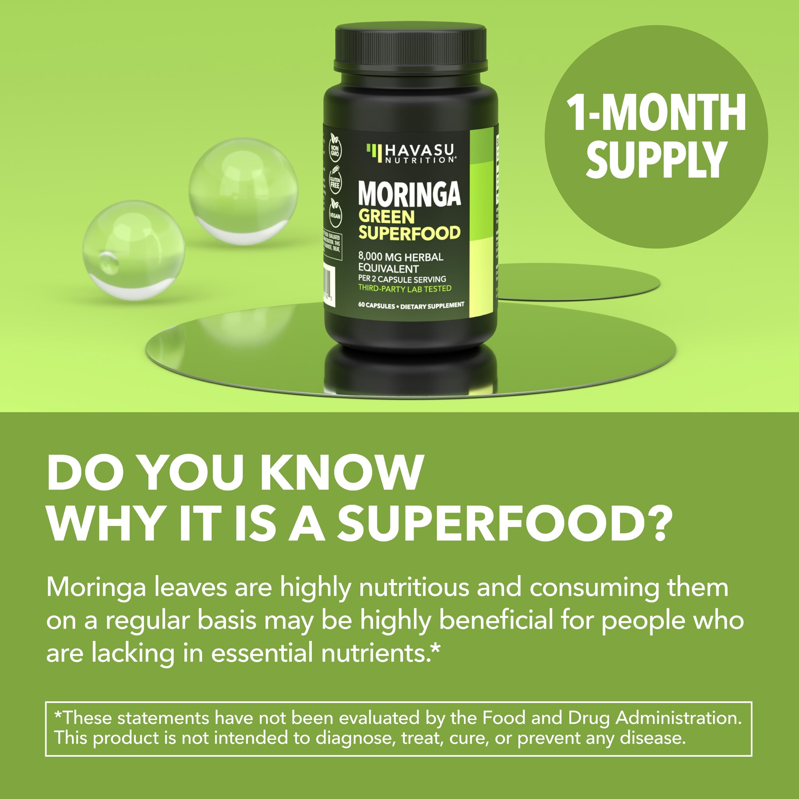 Antioxidant-rich moringa capsules