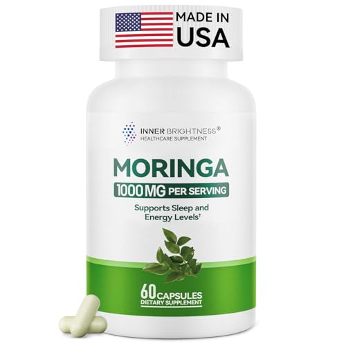 Bottle of Moringa Capsules 1000mg with 10:1 leaf extract