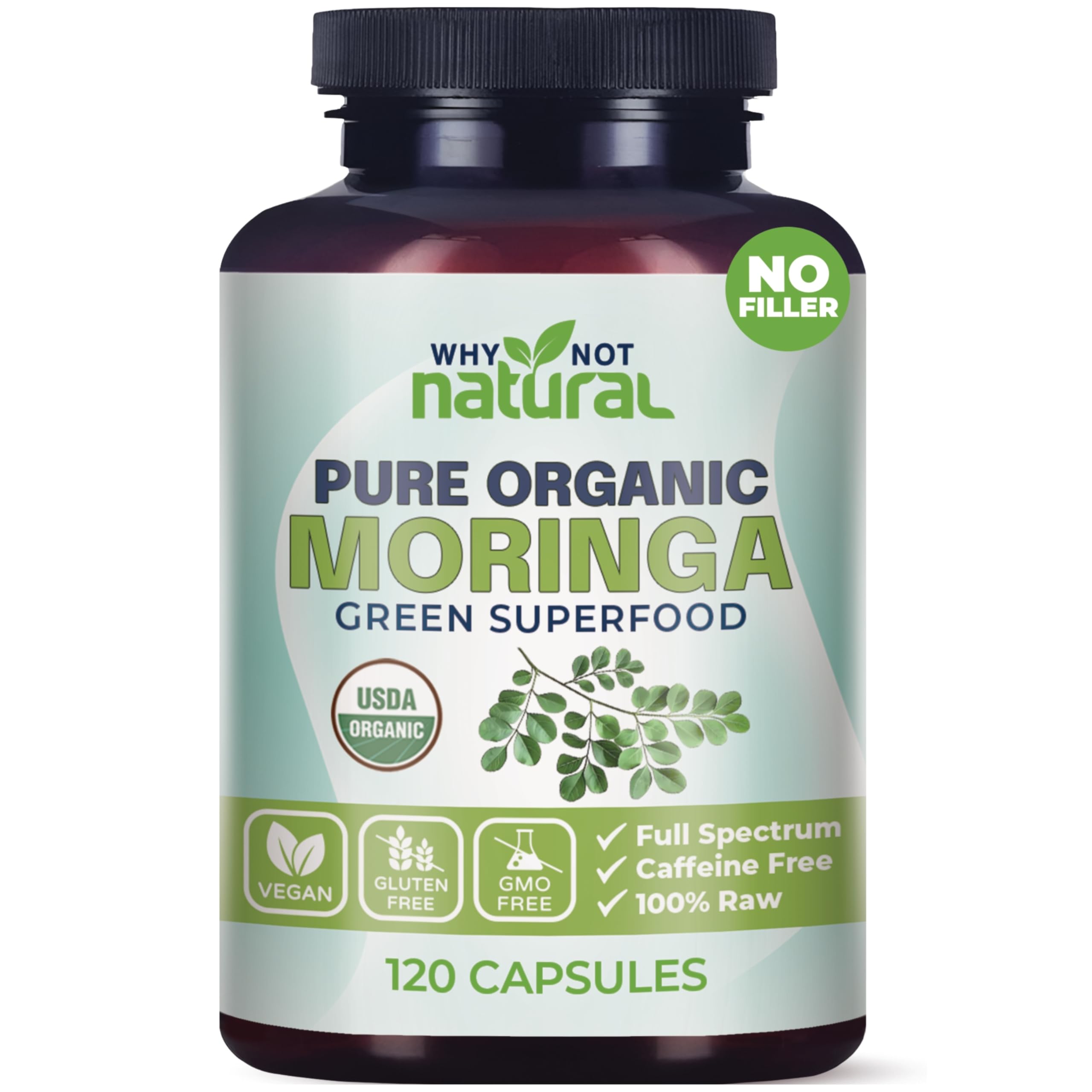 Bottle of Why Not Natural Organic Moringa Capsules