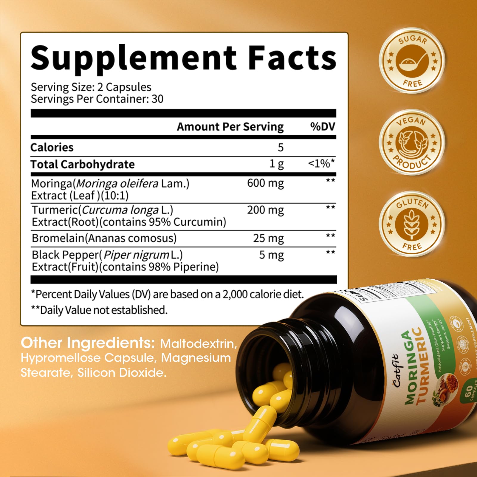 Two Moringa Capsules bottles with label visible