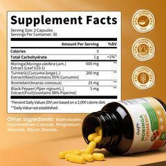 Two Moringa Capsules bottles with label visible