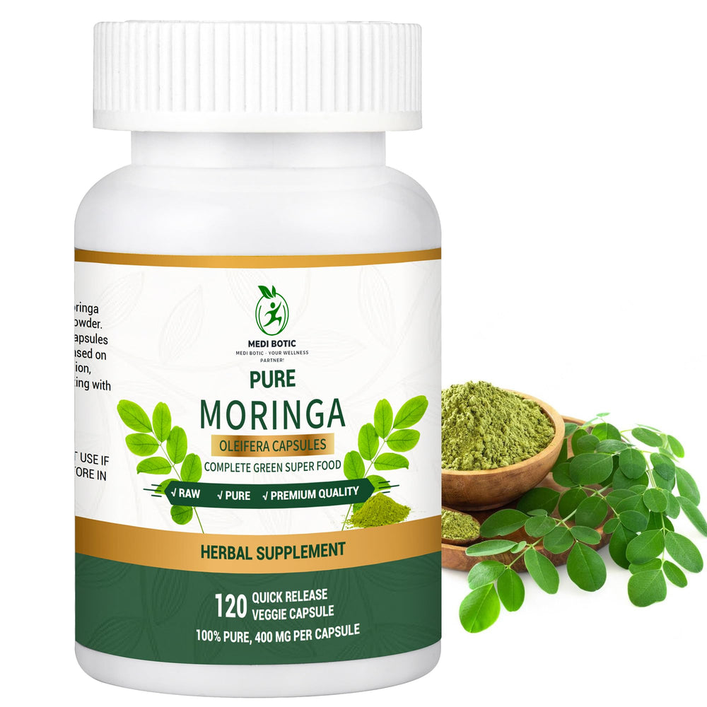 Moringa Capsules 800mg bottle labeled 120 capsules