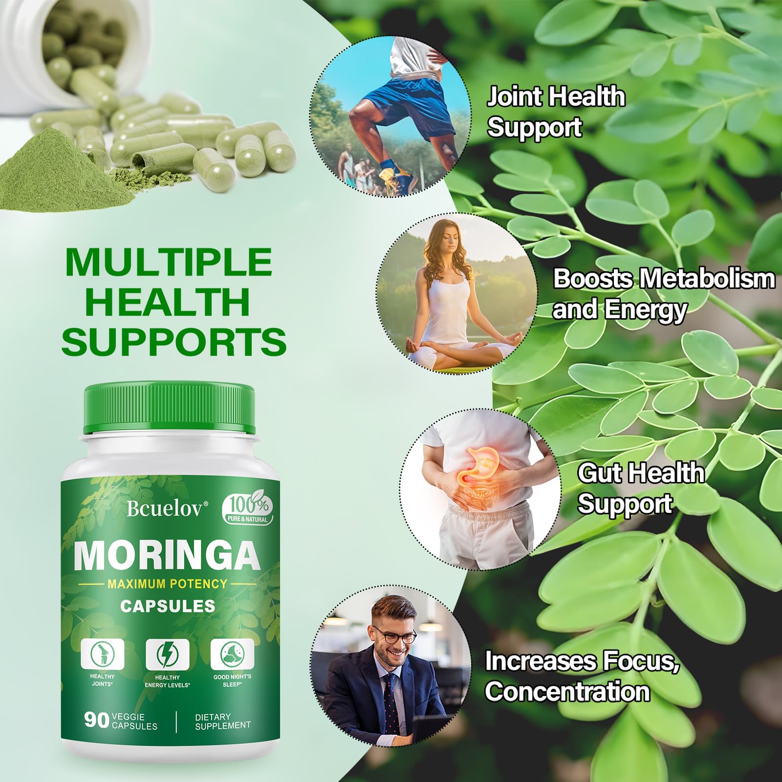 Nutrition and ingredients highlight for Moringa Capsules 800mg