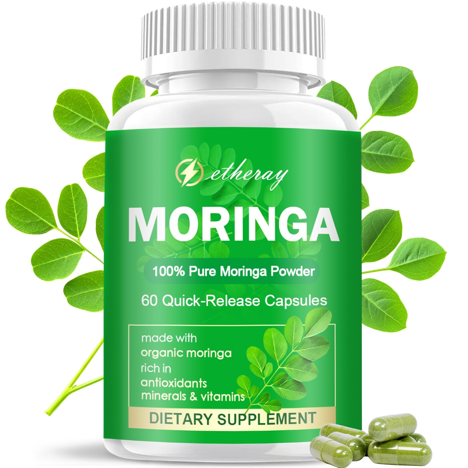 Moringa Capsules bottle with label