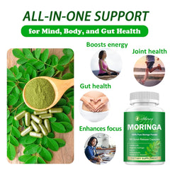 Close-up of Moringa 800mg capsules