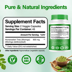 Pure moringa leaf extract capsules