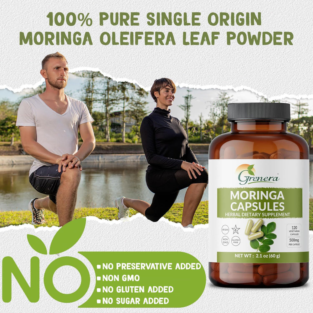 Illustration of daily wellness benefits from moringa capsules