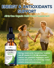 Close-up of organic moringa leaves and ingredients