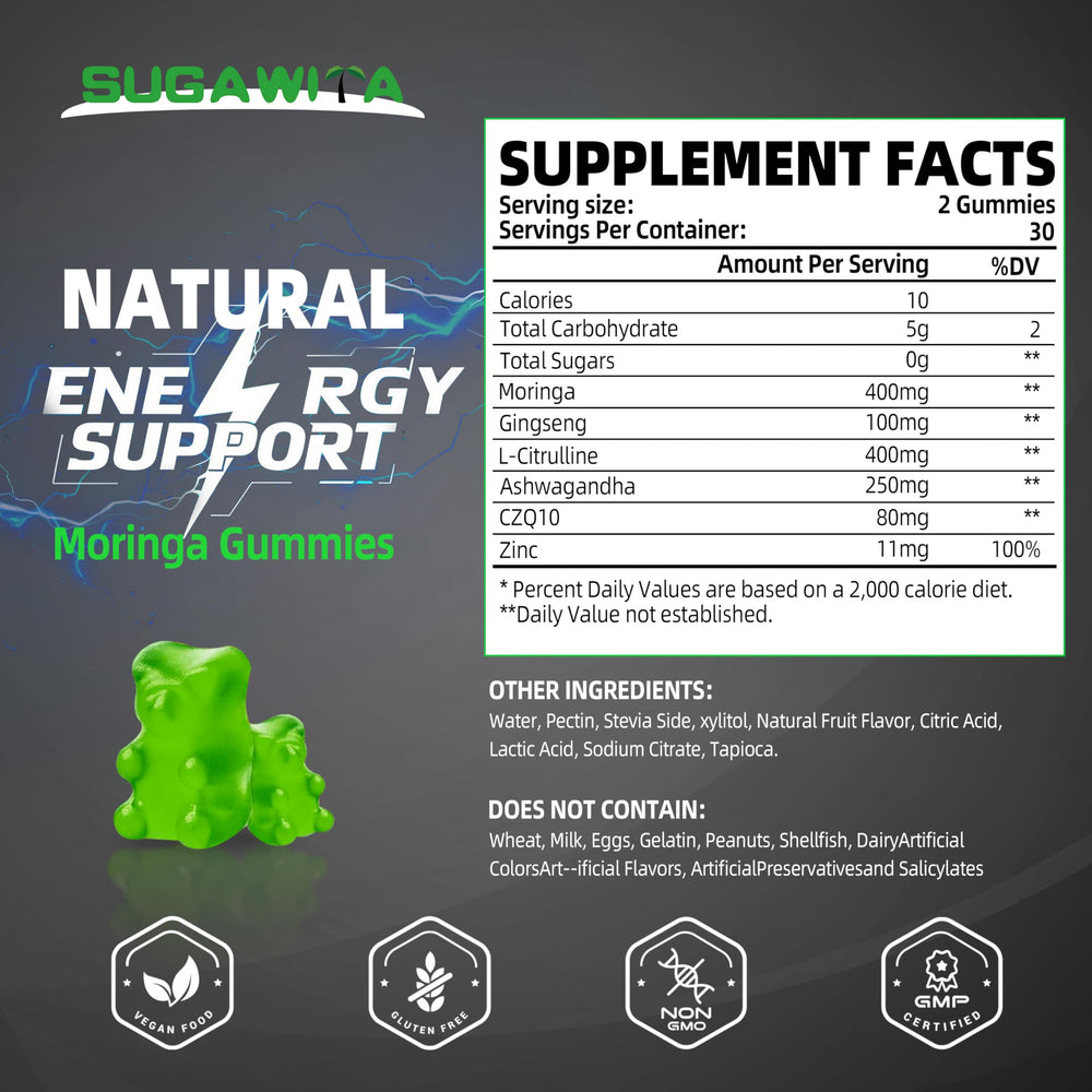 Close-up of Moringa Gummies for Men highlighting lemon flavor and texture