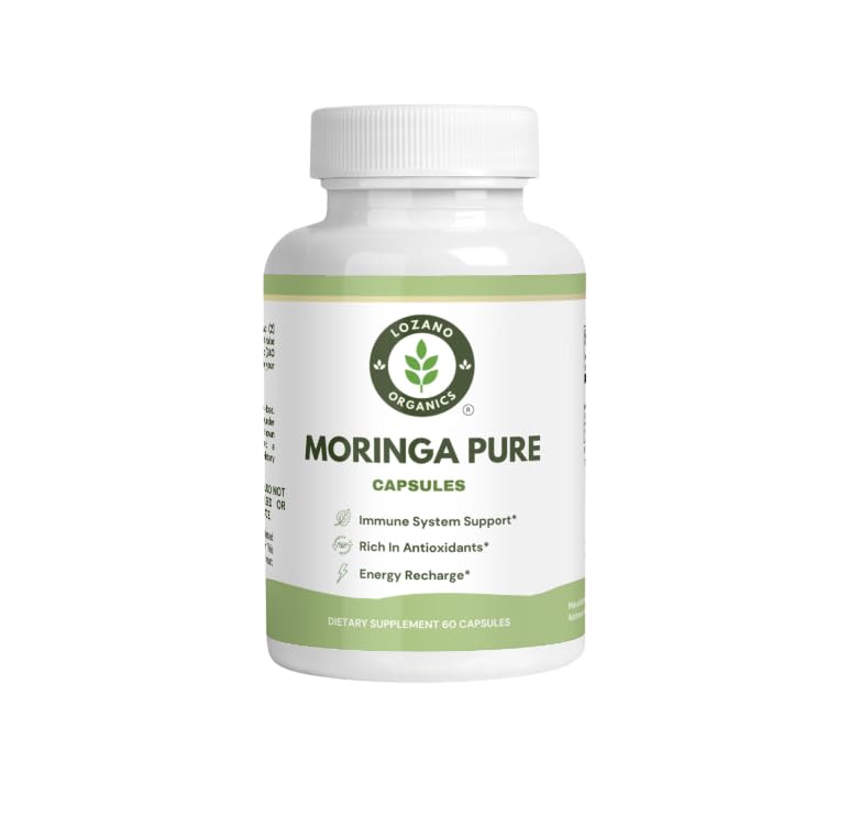 Bottle of Lozano Organics Moringa Powder Capsules 800mg