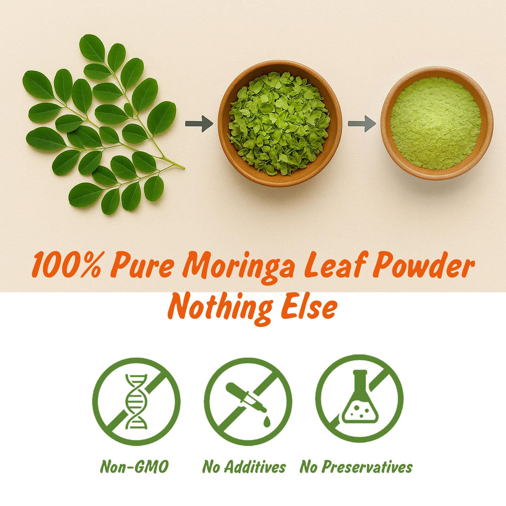 Close-up of fine texture moringa powder