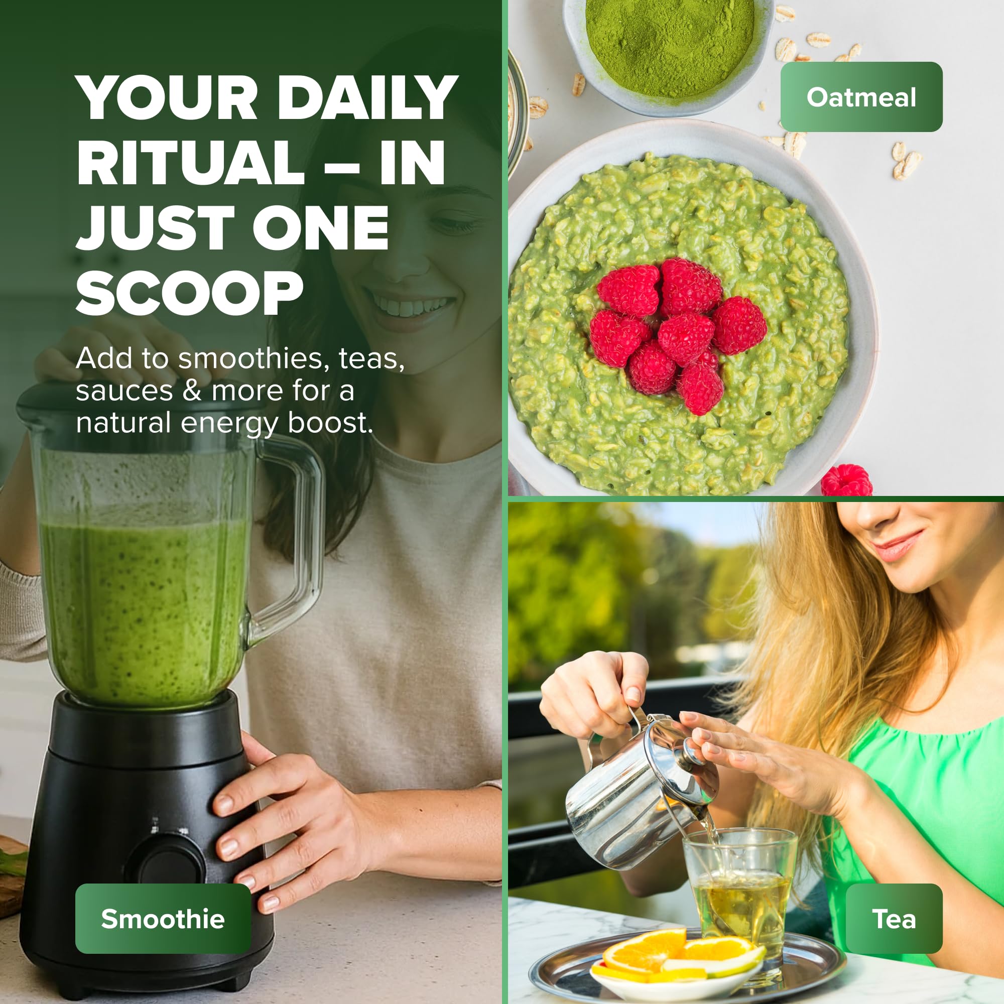 Moringa powder blended into a smoothie