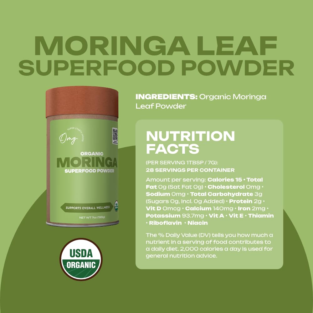 Close-up of organic Moringa Oleifera powder texture