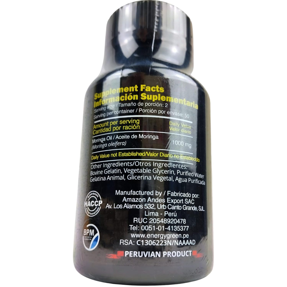 Back of bottle showing supplement facts