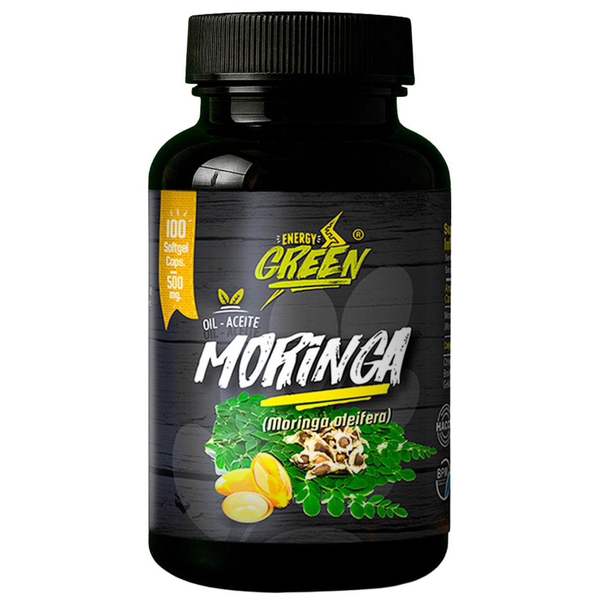 Front view of Moringa Seed Oil Softgels bottle