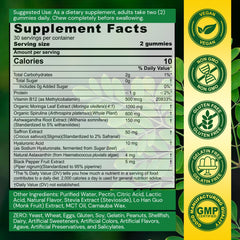 Gummies with spirulina and greens blend label