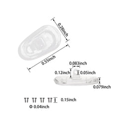 Close-up of 7x14mm clear silicone nose pad with screw