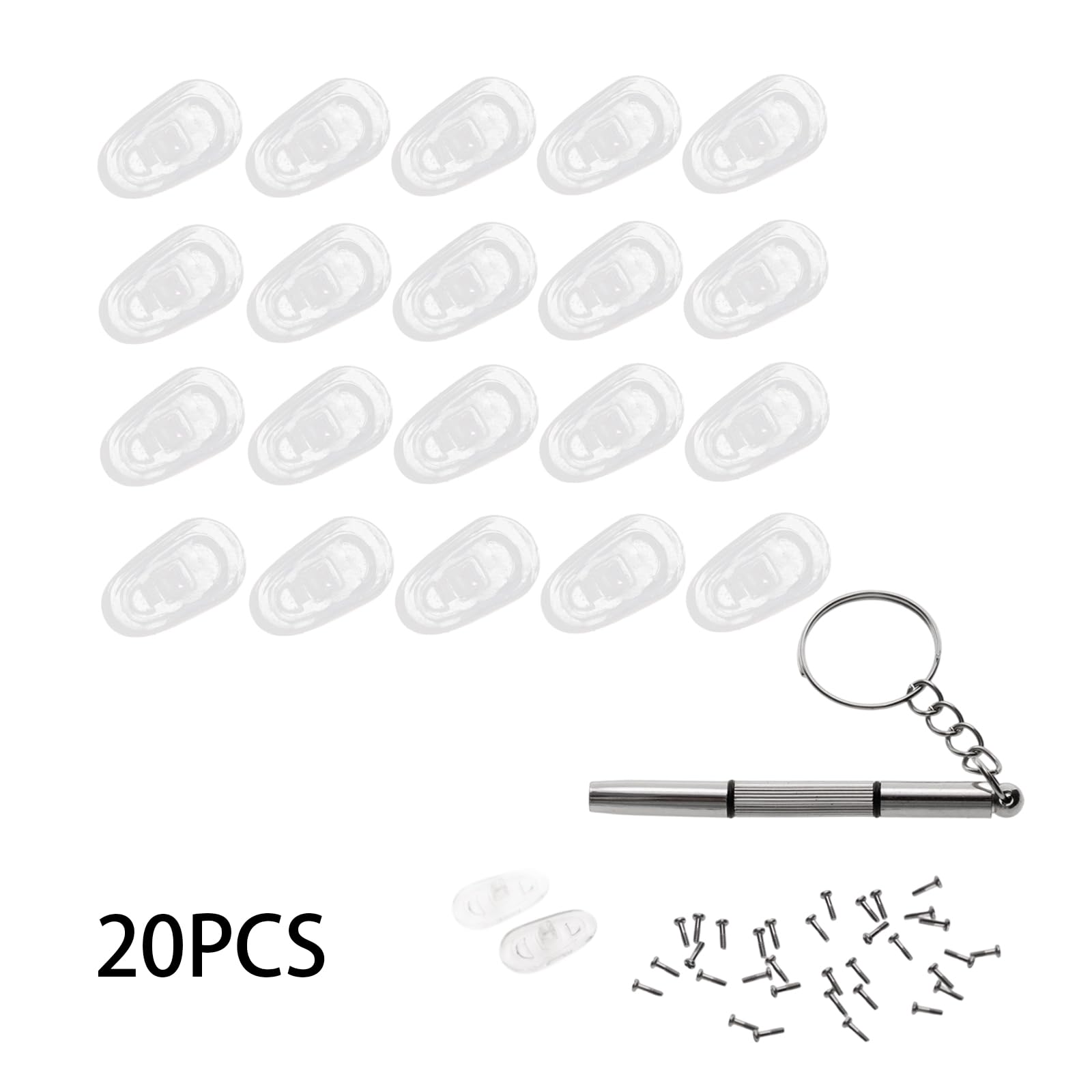 Screw-in nose pad components for eyeglasses with micro screwdriver