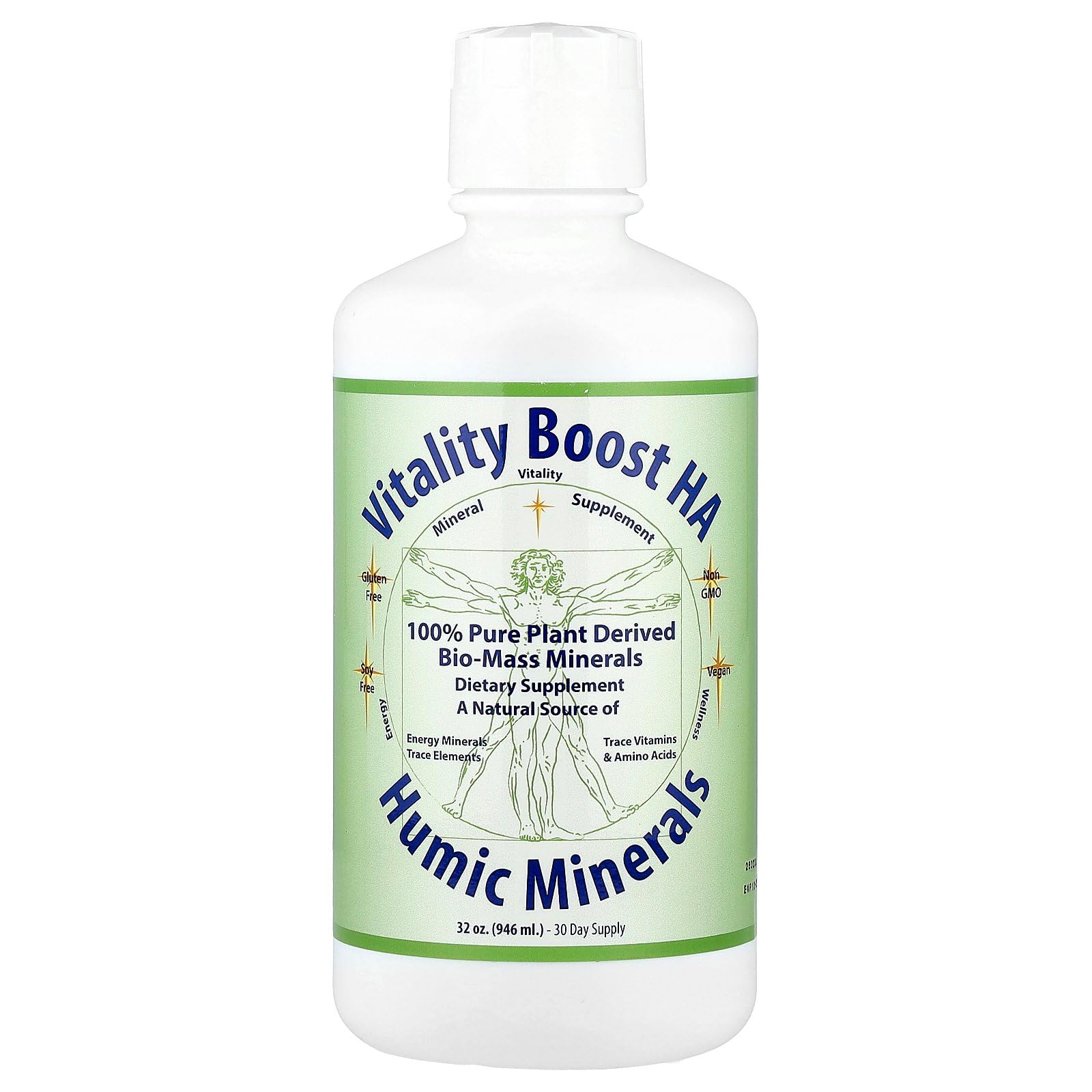 Bottle of Morningstar Minerals Vitality Boost HA – front view