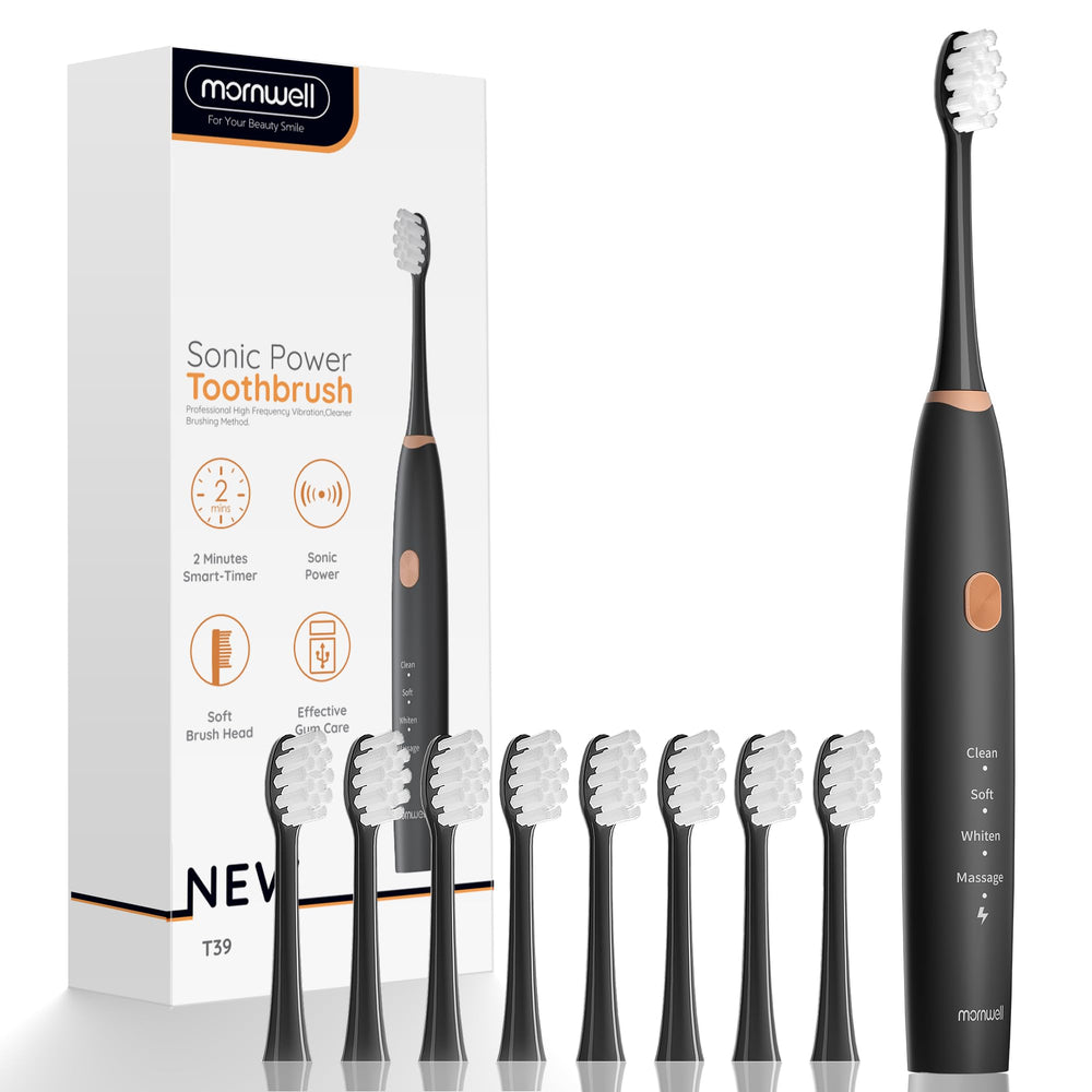 Mornwell sonic toothbrush with 76,000 vibrations per minute for deep cleaning