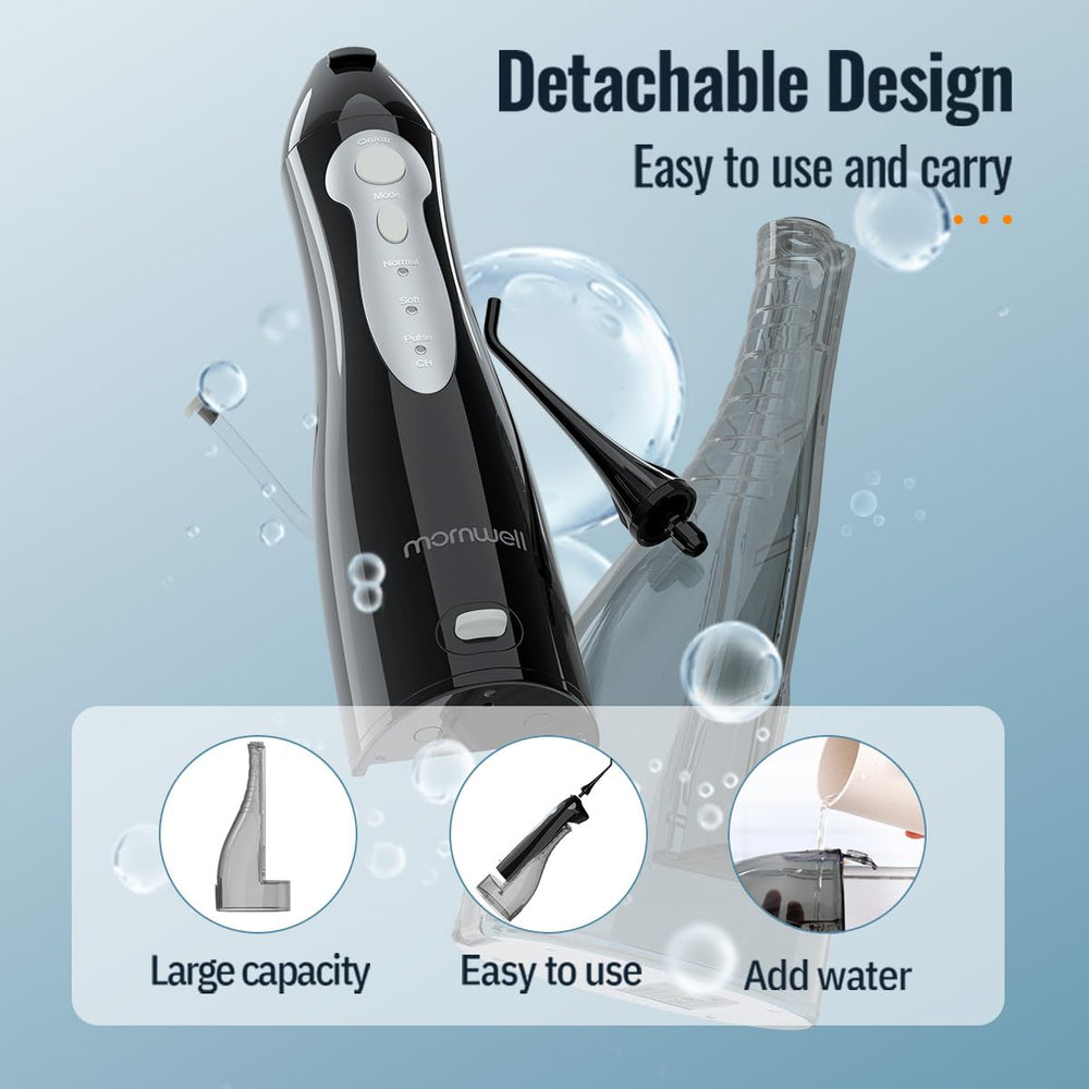 CE FCC certification logos for Mornwell Water Flosser