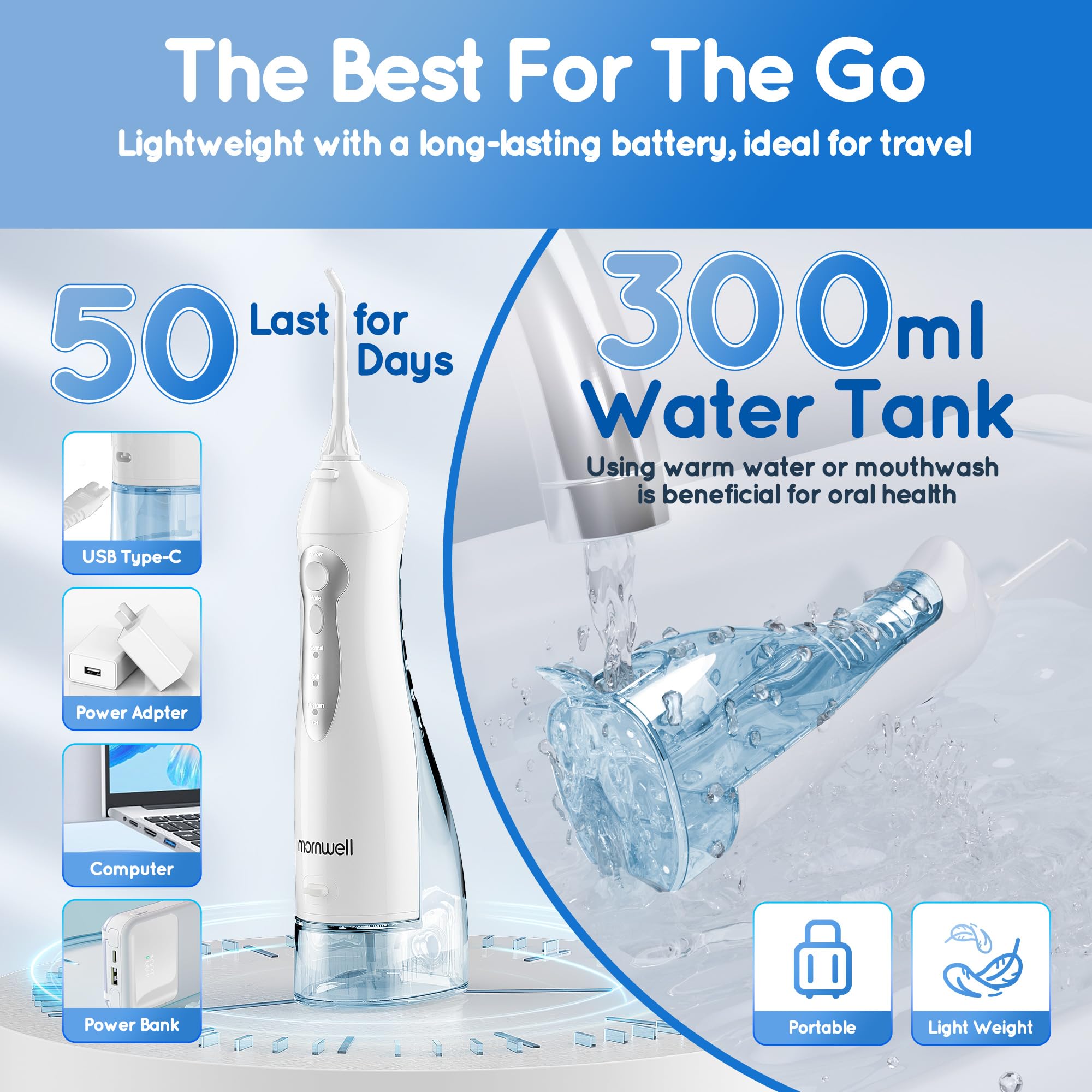 USB charging cable for Mornwell water flosser