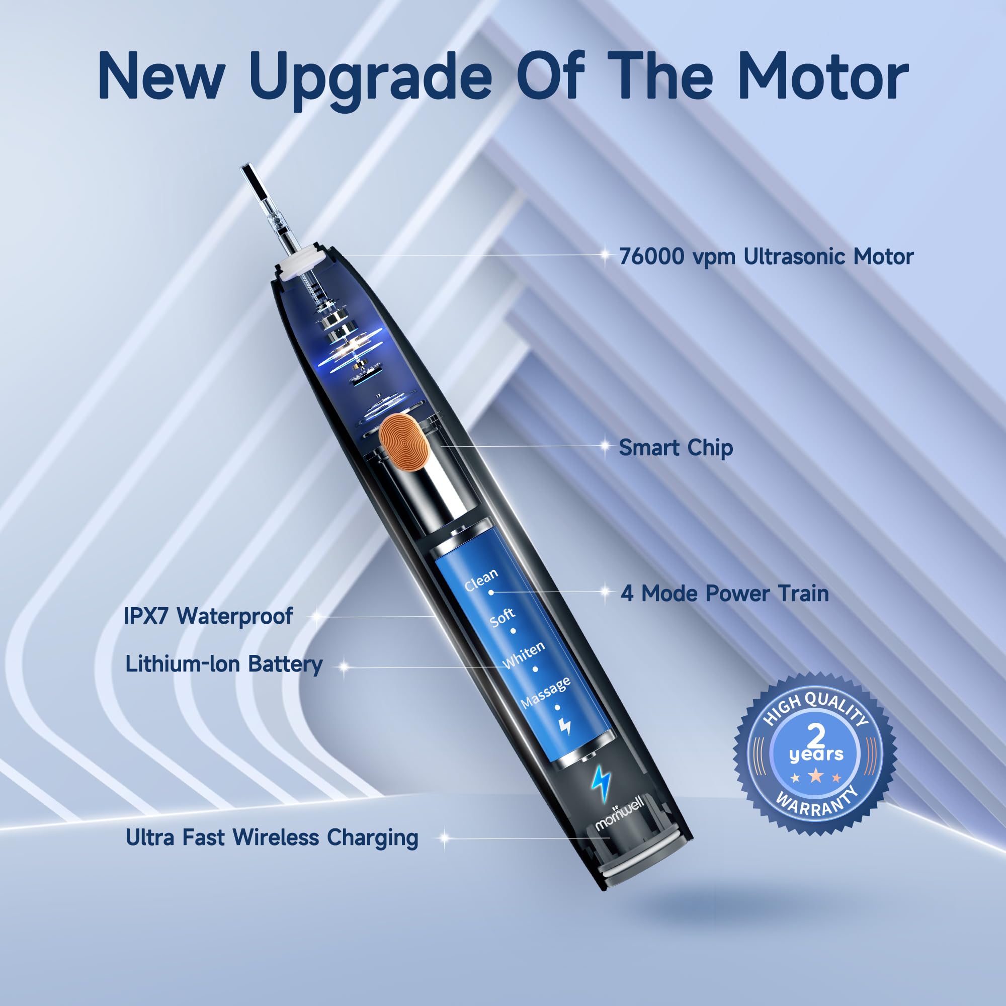 Side angle of Mornwell Sonic Electric Toothbrush