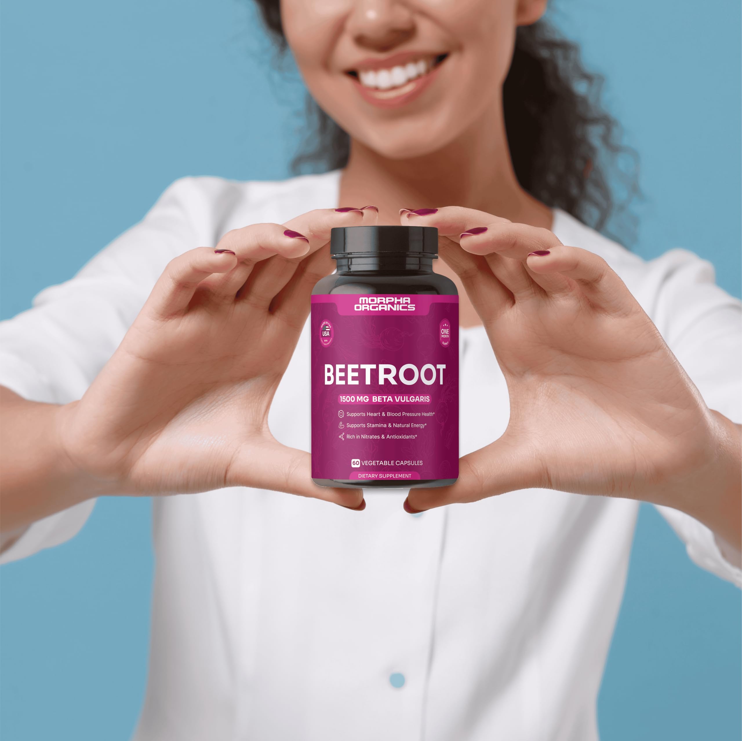 Morpha Organics Beet Root Capsules 60-capsule bottle signals a 30-day supply for daily routines