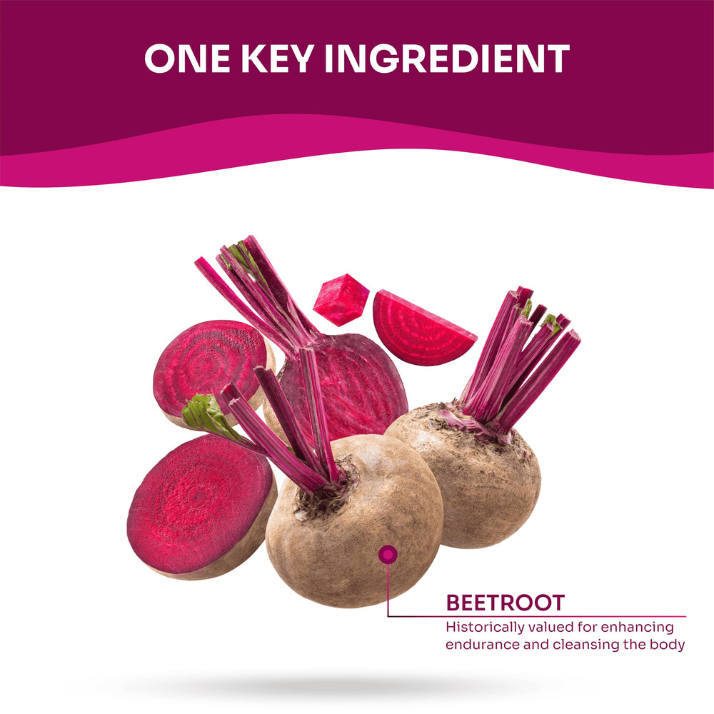 Morpha Organics Beet Root Ingredients glass display highlights betalains and antioxidants