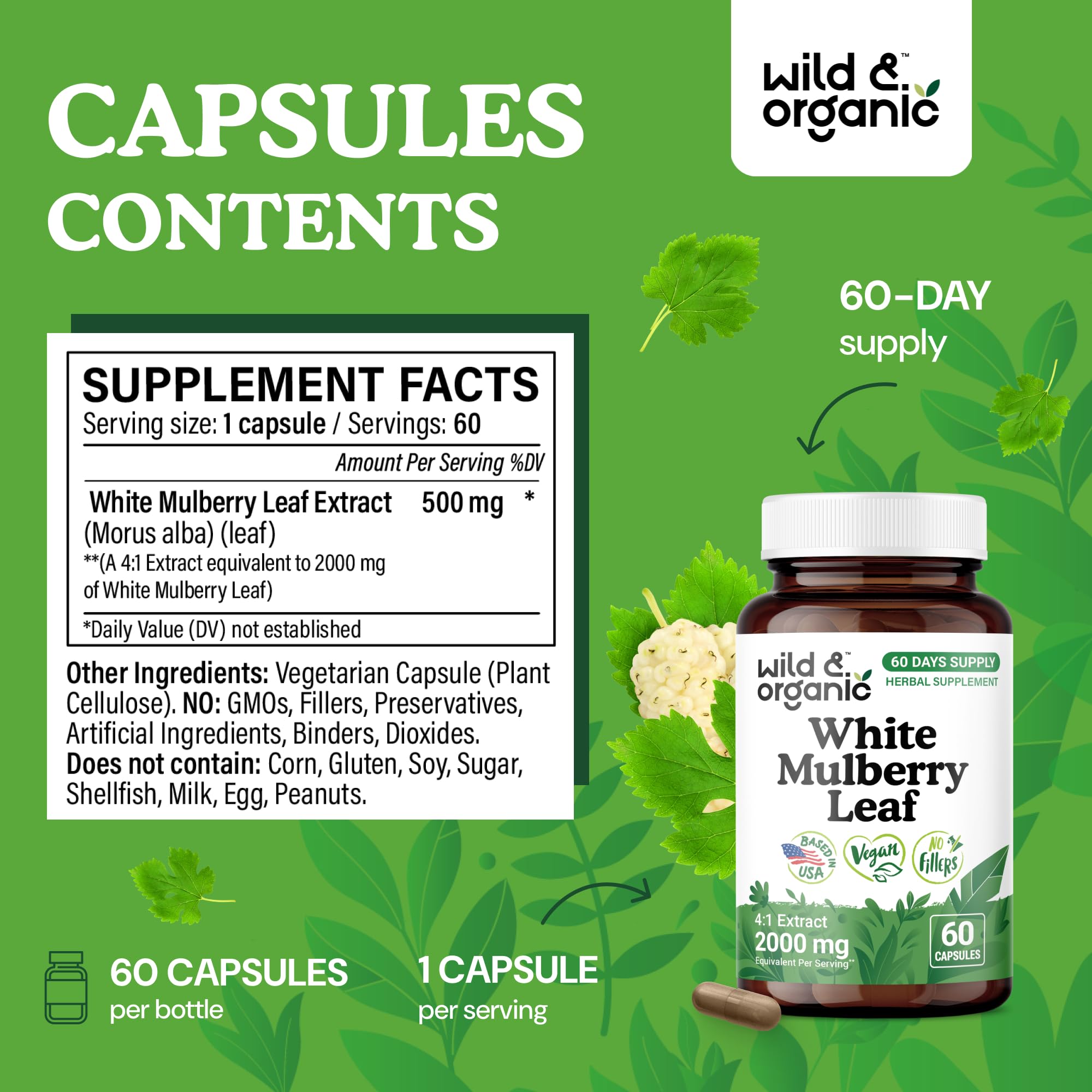 Close-up of Morus alba leaf powder ingredient