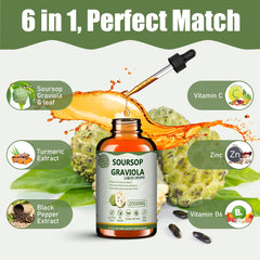 Soursop graviola leaves and fruit illustration