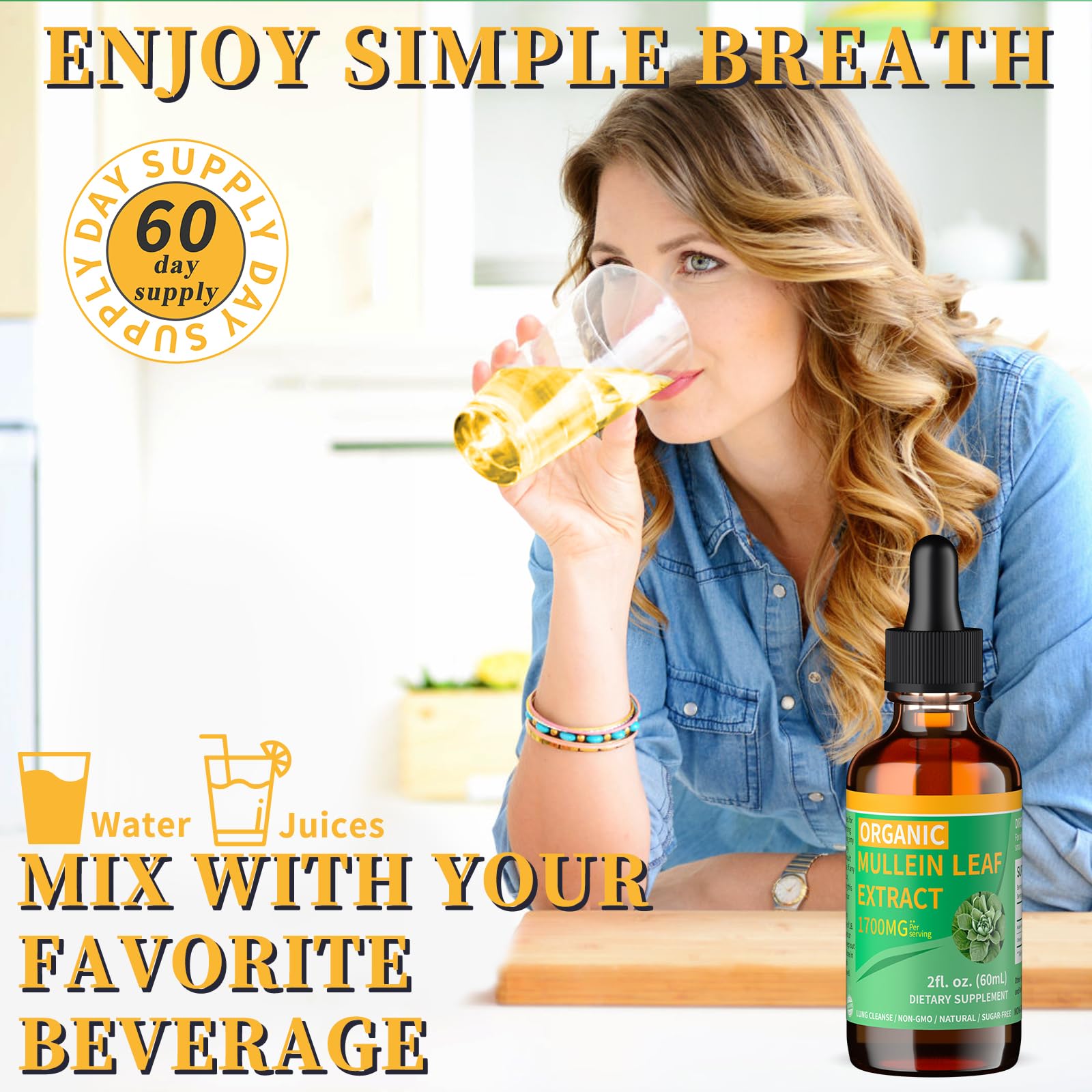 Mosslly bottle with mullein leaf and organic ingredients background