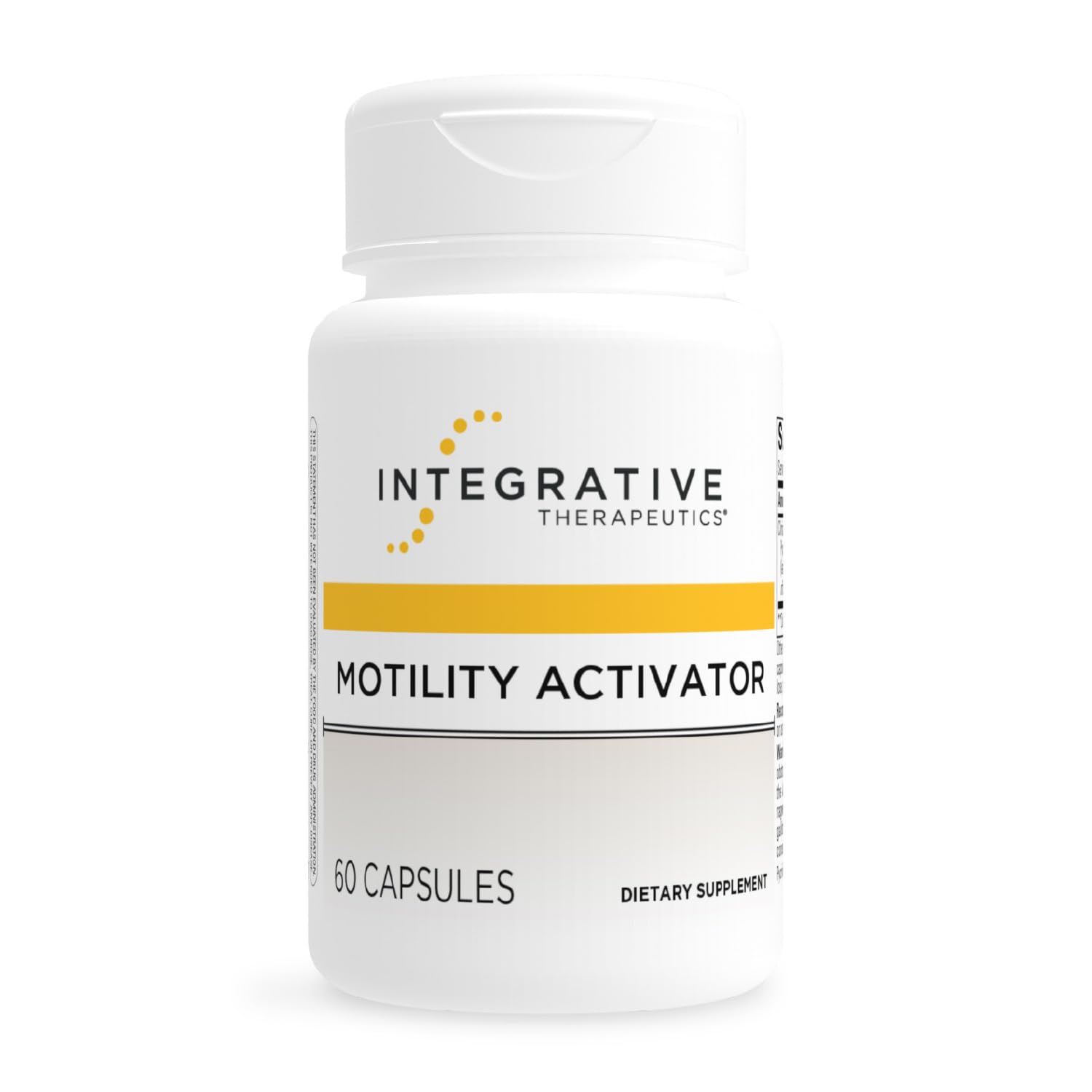 Front view of Motility Activator bottle showing 60 capsules